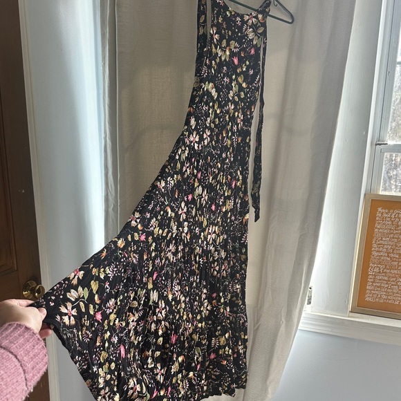 NATURAL LIFE Black Floral Maxi Dress with Pink and Green Accents - Picture 2 of 5